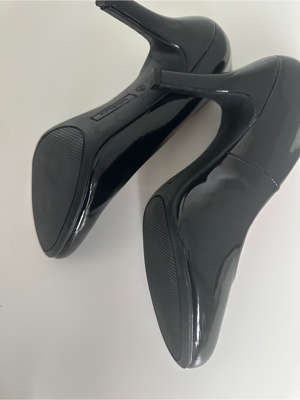 Kelly & Katie Black Patent Round Toe Stiletto Pumps | Classic Work Heels - Picture 12 of 16